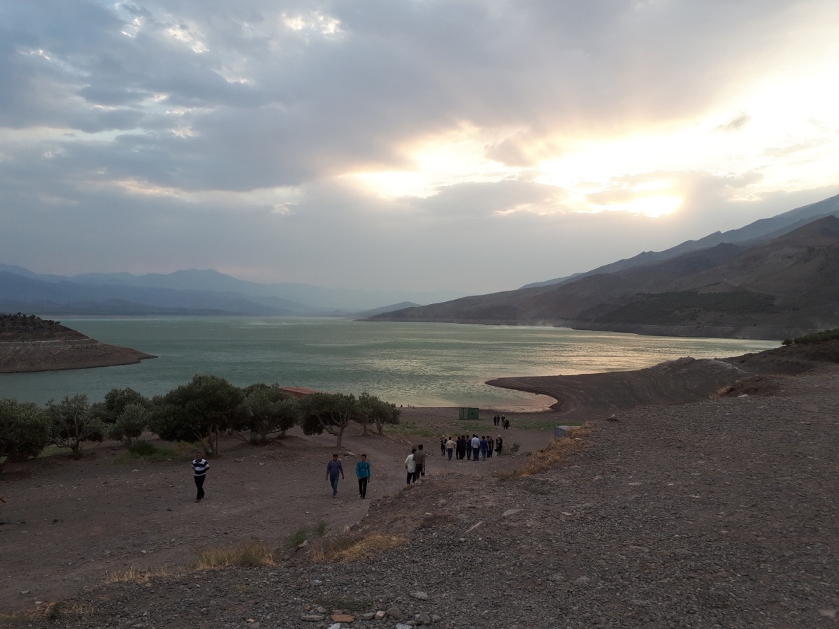 Along the way to Tehran we stopped at a lake near the Sefid Rud Dam to stretch our legs. You can't see it in the picture by on the left and along the waterfront were rows of windmills. Large scale alternative energy is everywhere.
